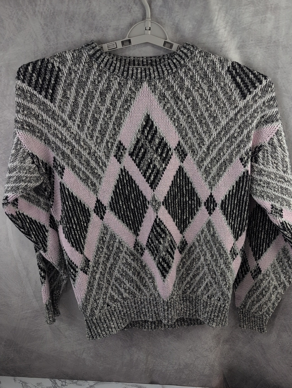 Bachrach Vintage Geometric Argyle Knit Sweater - Size S